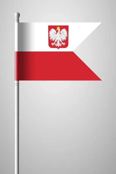 Drapeau de la Pologne avec Aigle. Drapeau national sur Flagpole. Isolé I — Image vectorielle