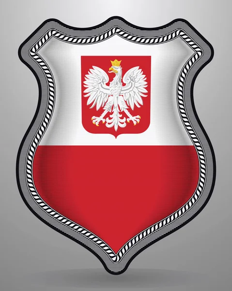 Flagge Polens mit Adler. Vektor-Abzeichen und -Symbol — Stockvektor