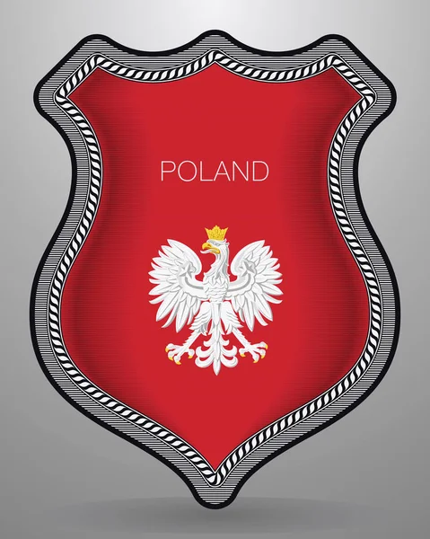 Adelaar met een kroon erboven. Het nationale embleem van Polen. Vector Badge — Stockvector