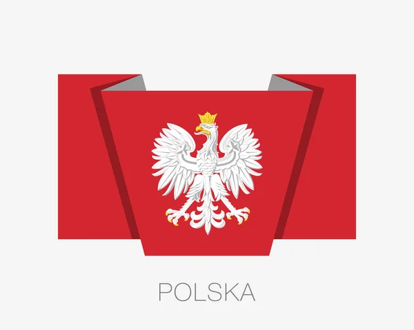 Eagle with a Crown. The National Emblem of Poland. Flat Icon Wav — Stock Vector