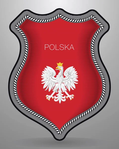Aigle à couronne. L'emblème national de Pologne. Badge vectoriel — Image vectorielle
