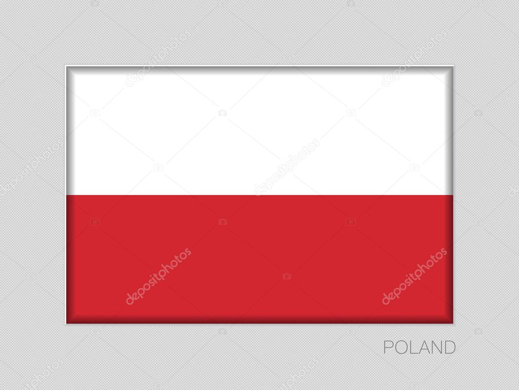 Flag of Poland. National Ensign Aspect Ratio 2 to 3 on Gray