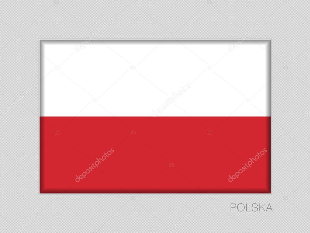 Flag of Poland. National Ensign Aspect Ratio 2 to 3 on Gray. Wri