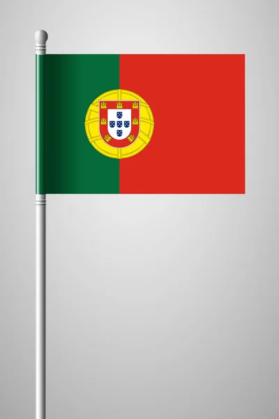 Flag of Portugal. National Flag on Flagpole. Isolated Illustrati — Stock Vector