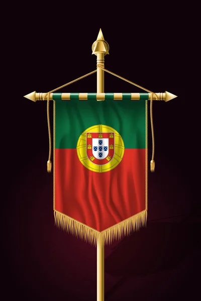 Bandeira de Portugal. Bandeira Vertical festiva. Pendurados na parede — Vetor de Stock