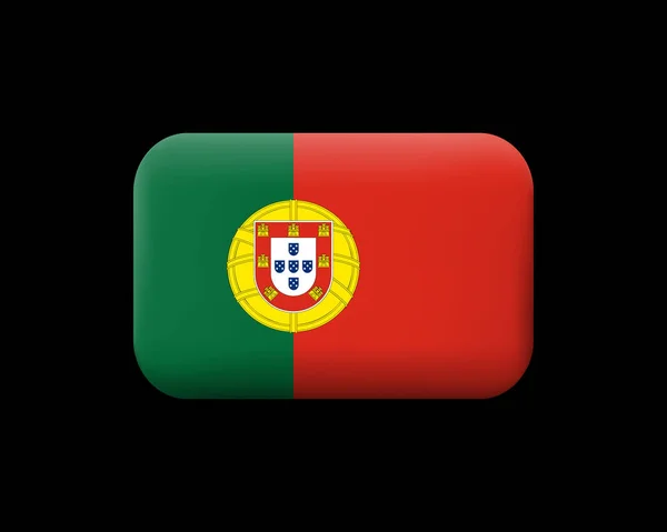 Flag of Portugal. Matted Vector Icon and Button. Rectangular Sha — Stock Vector