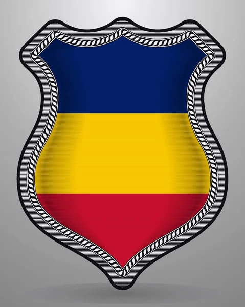 Románia zászlaja. Vektor jelvény és ikon — Stock Vector