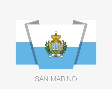 San Marino bayrağı. Ülke adı ile bayrak sallayarak düz simgesi