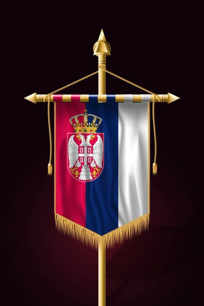 セルビアの旗。お祝いの垂直バナー。壁掛け — ストックベクタ
