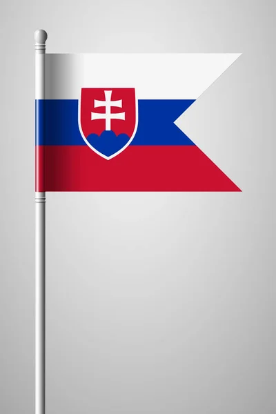 斯洛伐克国旗。国旗在旗杆上。隔离 Illustrati — 图库矢量图片