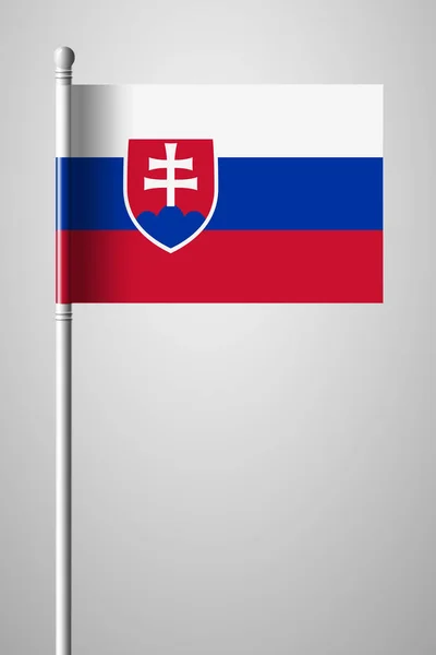 Прапор Словаччини. Національний прапор з флагштока. Ізольованих Illustrati — стоковий вектор
