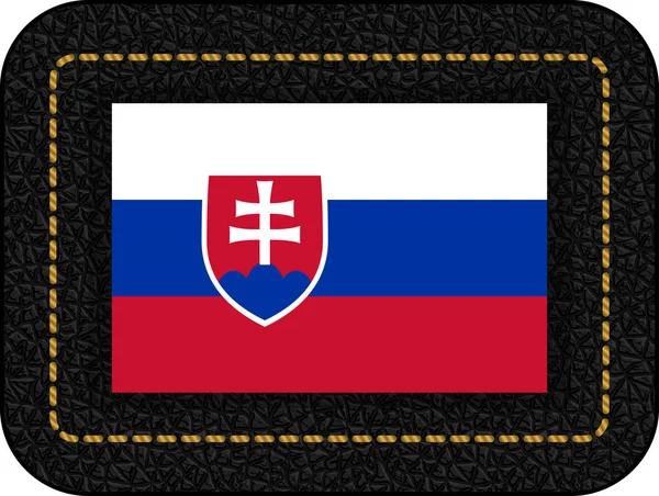 Bandera de Eslovaquia. Icono vectorial sobre fondo de cuero negro — Archivo Imágenes Vectoriales