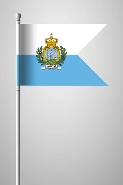 Bandeira de San Marino. Bandeira Nacional em Flagpole. Isolado Illustra —  Vetores de Stock