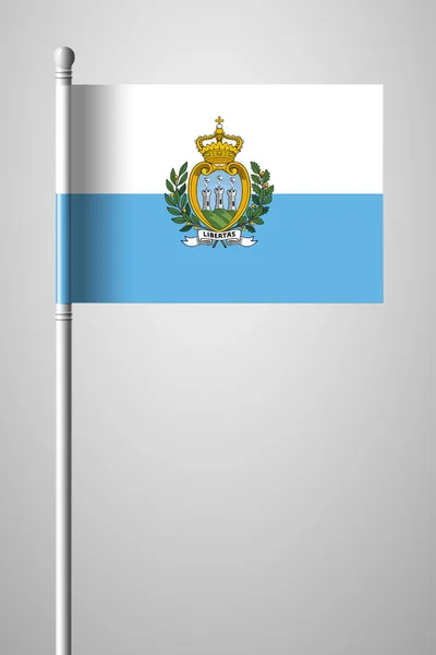 Bandera de San Marino. Bandera Nacional en asta de bandera. Ilustra aislada — Vector de stock