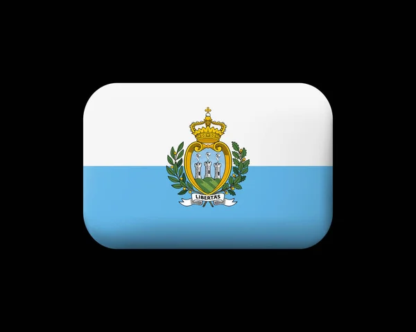 Bandera de San Marino. Icono y botón de vector con estera. Rectangular S — Vector de stock