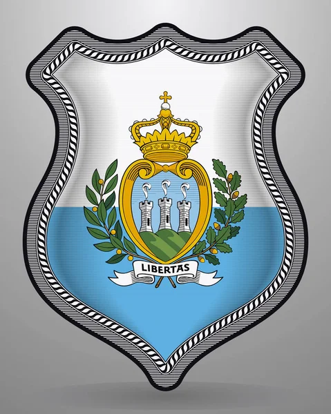 Bandera de San Marino. Insignia de Vector e Icono — Vector de stock