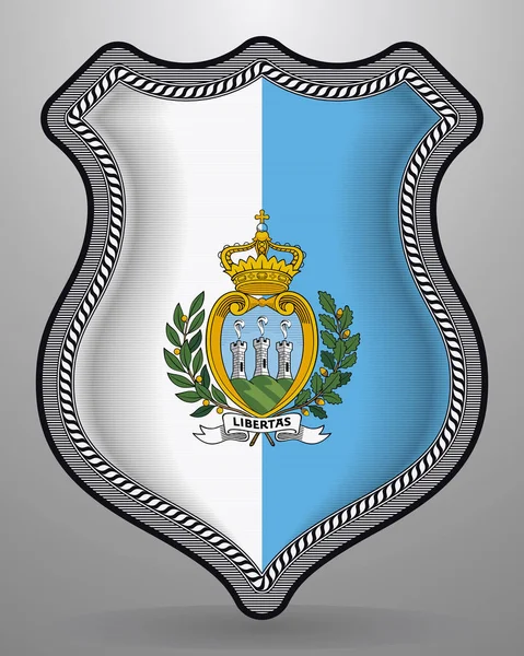 Vlag van San Marino. Vector Badge en pictogram — Stockvector