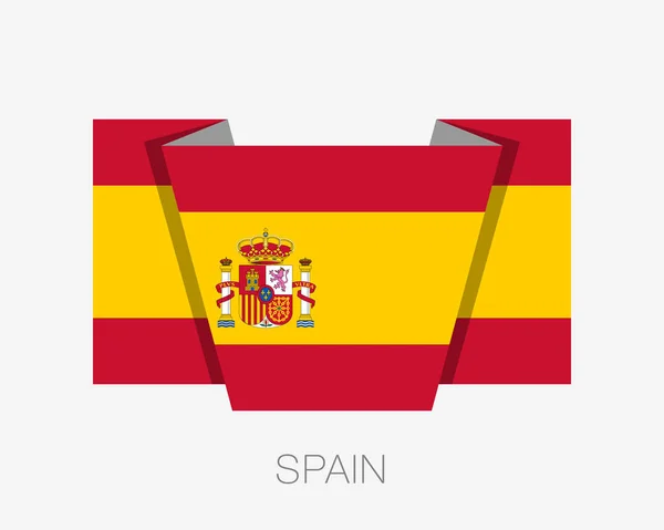 Flagge Spaniens. flache Ikone schwenkt Flagge mit Ländernamen — Stockvektor