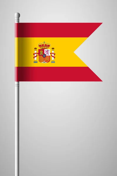 Flag of Spain. National Flag on Flagpole. Isolated Illustration — Stock Vector