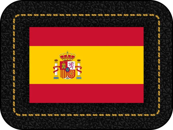 西班牙国旗。黑色皮革背景上的矢量图标 — 图库矢量图片
