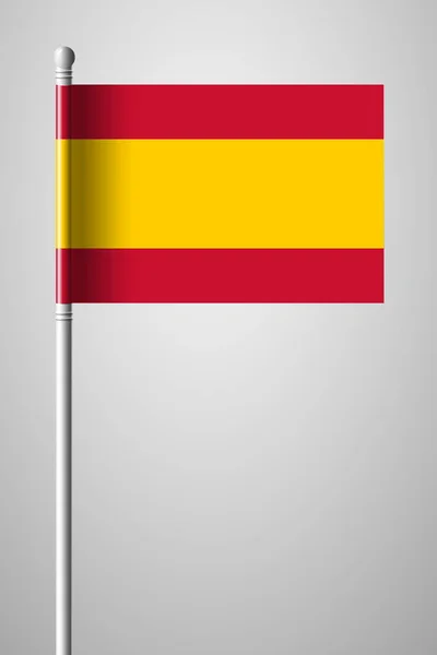 Flagge Spaniens ohne Wappen. Nationalflagge auf Fahnenmast. i — Stockvektor