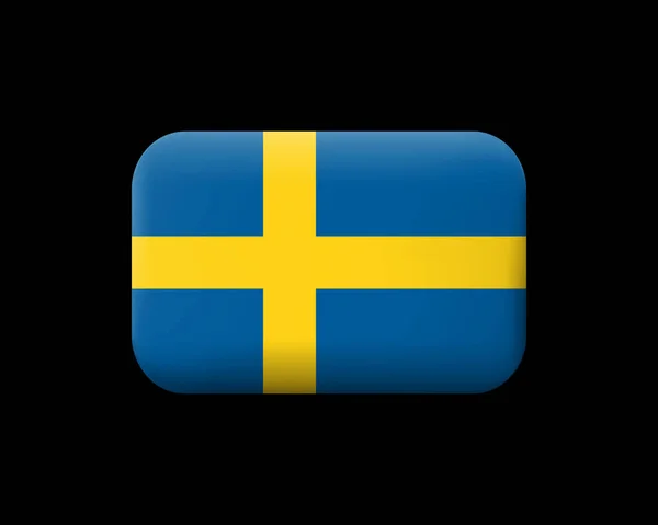 Flag of Sweden. Matted Vector Icon and Button. Rectangular Shape — Stock Vector