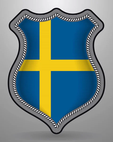 Bandera de Suecia. Insignia de Vector e Icono — Vector de stock