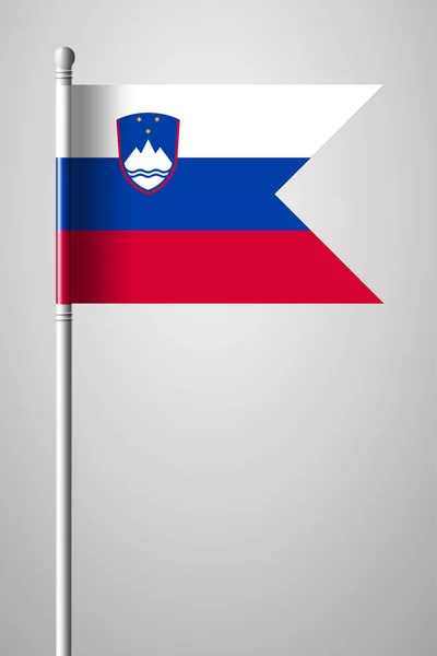 Flag of Slovenia. National Flag on Flagpole. Isolated Illustrati — Stock Vector