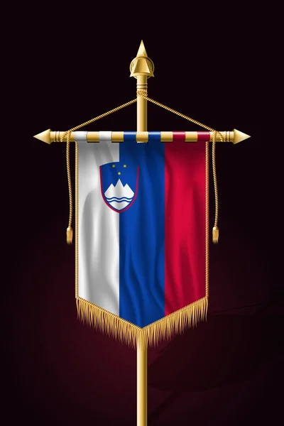 Slovenya bayrağı. Festival dikey Banner. Duvar boyunda — Stok Vektör