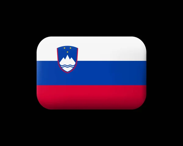 Vlag van Slovenië. Gematteerd Vector Icon en knop. Rechthoekige Sha — Stockvector