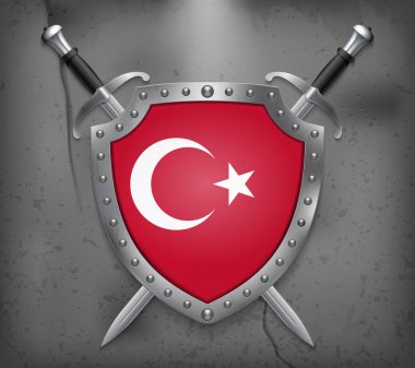 Türkiye'nin bayrak. Ulusal bayrak ile kalkan. İki çapraz kılıç