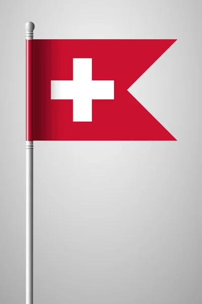 Bandera de Suiza. Bandera Nacional en asta de bandera. Ilustre aislado — Vector de stock
