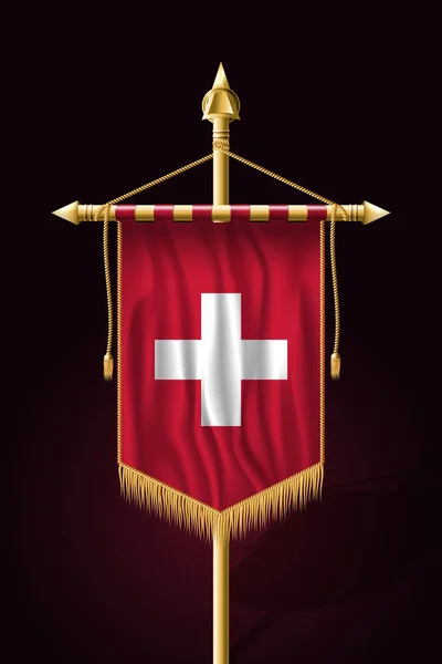 Bandera de Suiza. Banner vertical festivo. Colgantes de pared — Vector de stock