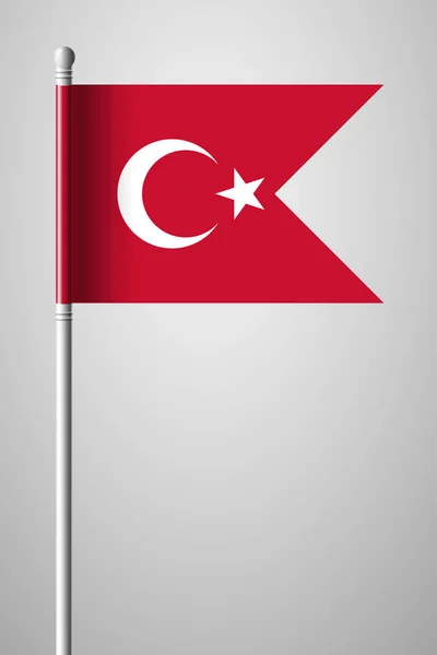 Bendera Turki. Bendera Nasional di Tiang bendera. Ilustrasi Terisolasi - Stok Vektor