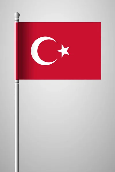 Bandera de Turquía. Bandera Nacional en asta de bandera. Ilustración aislada — Vector de stock