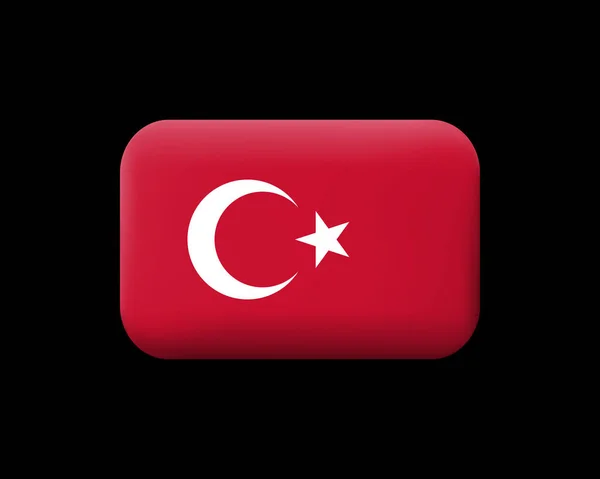 Bandera de Turquía. Icono y botón de vector con estera. Forma rectangular — Vector de stock