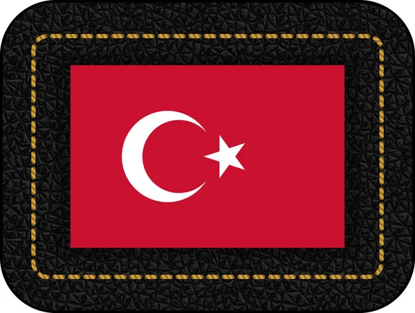 Flagge der Türkei. Vektor-Symbol auf schwarzem Lederhintergrund — Stockvektor