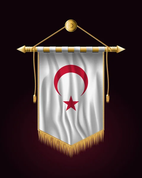 Bandiera Turca Bianca con Mezzaluna Rossa e Stella. Verticale festivo — Vettoriale Stock