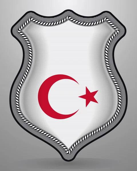 Vita turkiska flaggan med Röda halvmånen och stjärnan. Vektor Badge och — Stock vektor