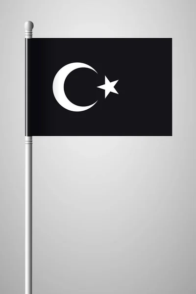 Bandeira Turca Negra com Crescente Branco e Estrela. Bandeira nacional o — Vetor de Stock