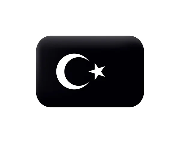 Bandeira Turca Negra com Crescente Branco e Estrela. Vetor Matted I — Vetor de Stock