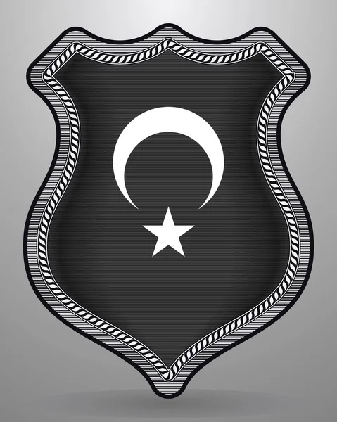 Чёрный турецкий флаг с белым полумесяцем и звездой. Векторный значок — стоковый вектор