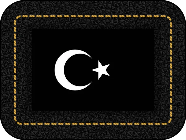 Czarna Flaga Turecka z biały półksiężyc i gwiazda. Vector Icon na — Wektor stockowy