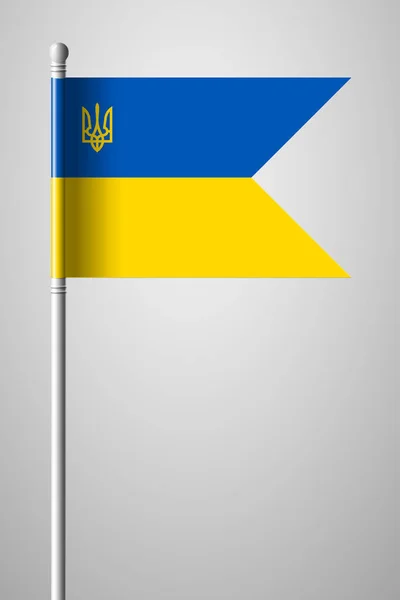 Flag of Ukraine with Trident. National Flag on Flagpole. Isolate — Stock Vector