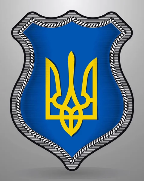 Tryzub. Trident. Státní symboly z Ukrajiny. Vektor odznak a já — Stockový vektor