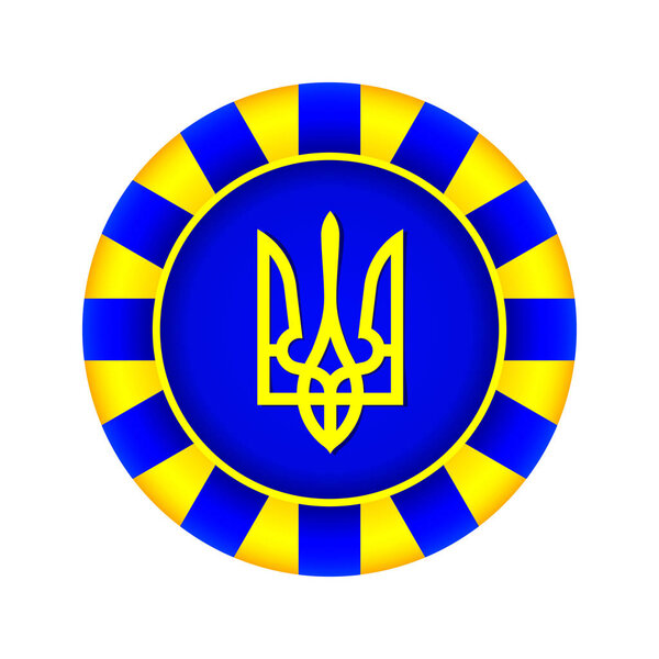 Tryzub. Trident. National Symbols of Ukraine. Round Vector Icon