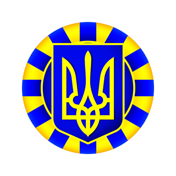 Tryzub. Trident. National Symbols of Ukraine. Round Vector Icon