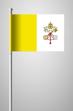 Vatikan bayrağı. Ulusal bayrak bayrak direği üzerinde. İzole Illust