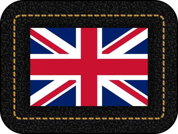 イギリスの旗。黒い革背景のベクトル アイコン — ストックベクタ