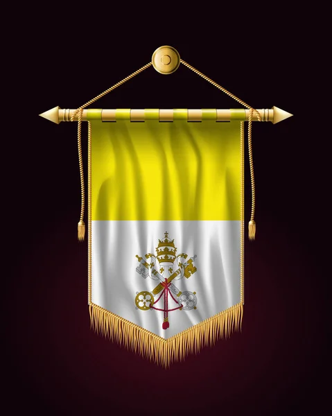 Bandera de Ciudad del Vaticano. Banner vertical festivo. Colgantes de pared — Vector de stock